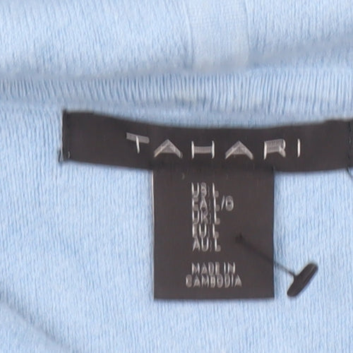 Tahari Women Blue Hooded Long Sleeve Pullover Jumper Size L