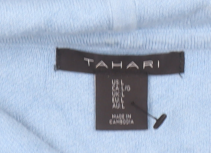 Tahari Women Blue Hooded Long Sleeve Pullover Jumper Size L