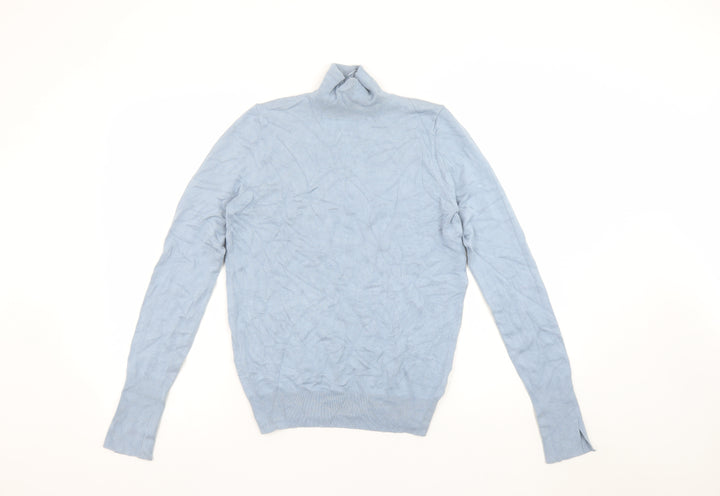 Zara Women Blue Roll Neck Knit Jumper Size S Long Sleeve Pullover