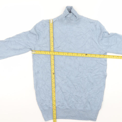 Zara Women Blue Roll Neck Knit Jumper Size S Long Sleeve Pullover