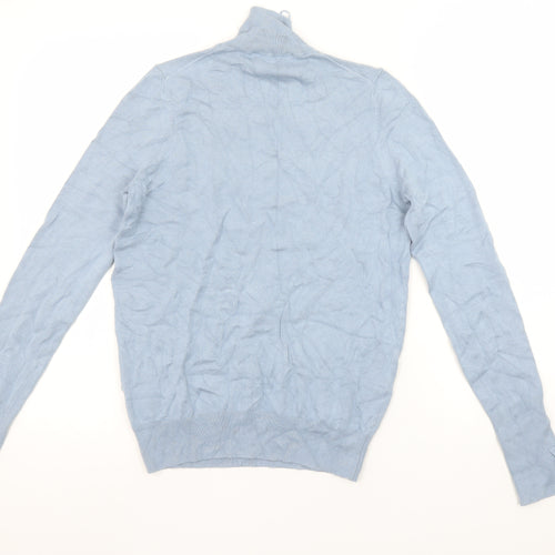Zara Women Blue Roll Neck Knit Jumper Size S Long Sleeve Pullover