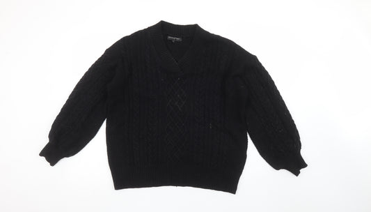 Banana Republic Womens Black V-Neck Cable Knit Jumper Size L