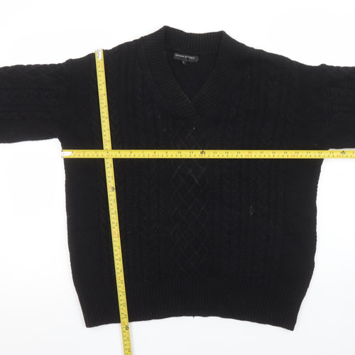 Banana Republic Womens Black V-Neck Cable Knit Jumper Size L