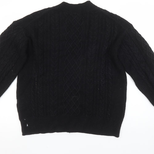 Banana Republic Womens Black V-Neck Cable Knit Jumper Size L