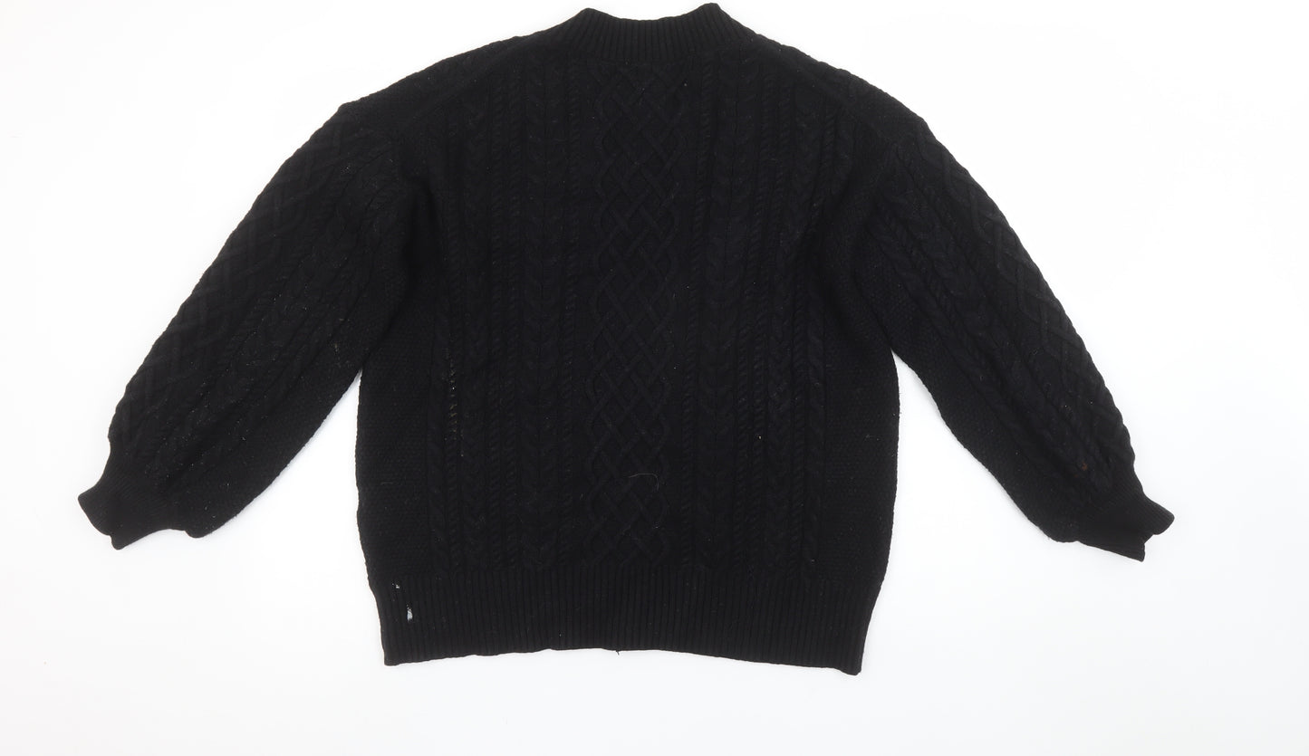 Banana Republic Womens Black V-Neck Cable Knit Jumper Size L