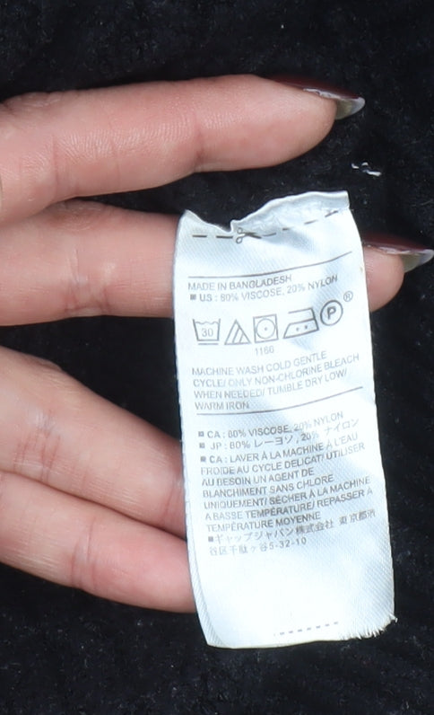 Banana Republic Womens Black V-Neck Cable Knit Jumper Size L