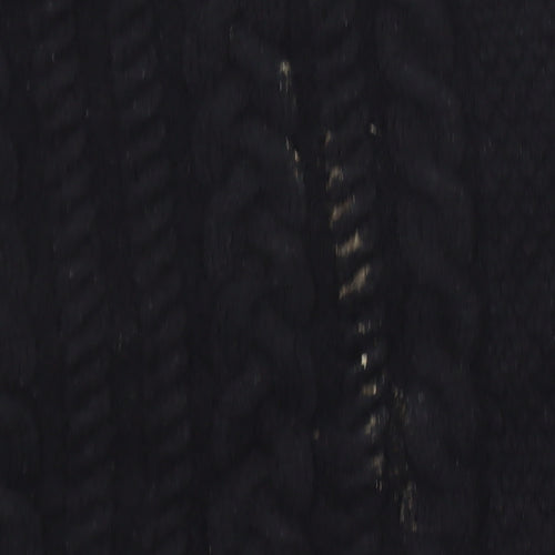 Banana Republic Womens Black V-Neck Cable Knit Jumper Size L