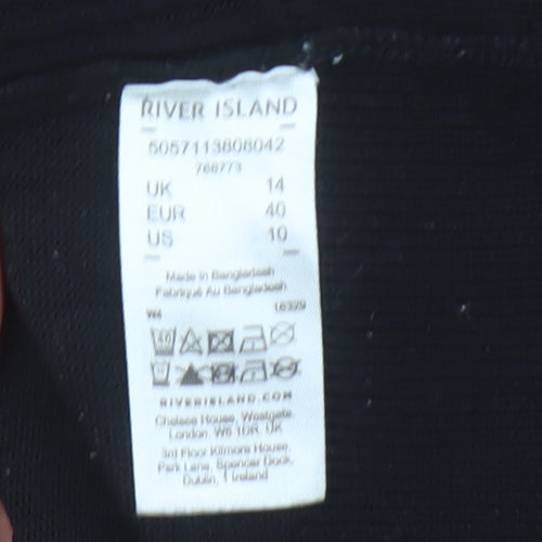 River Island Women’s Black Mock Neck Long Sleeve Button Jumper Size 14