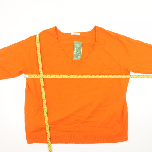 Tu Women Orange V-Neck Long Sleeve Pullover Jumper Size 18