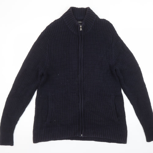 Greenwoods Men’s Blue Full Zip High Neck Knit Jumper M