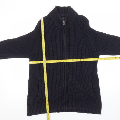 Greenwoods Men’s Blue Full Zip High Neck Knit Jumper M