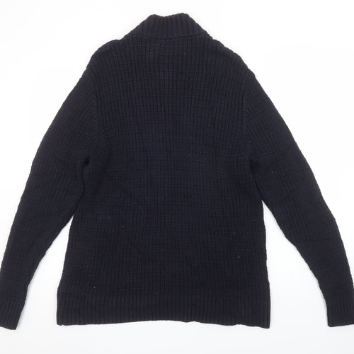 Greenwoods Men’s Blue Full Zip High Neck Knit Jumper M