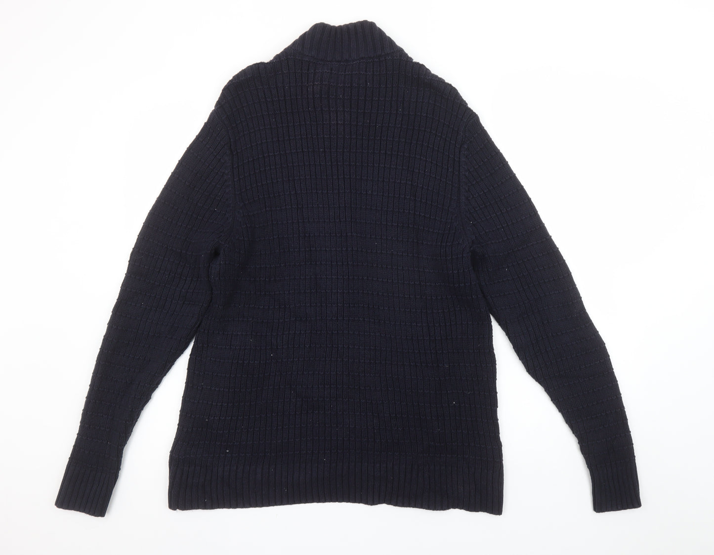 Greenwoods Men’s Blue Full Zip High Neck Knit Jumper M