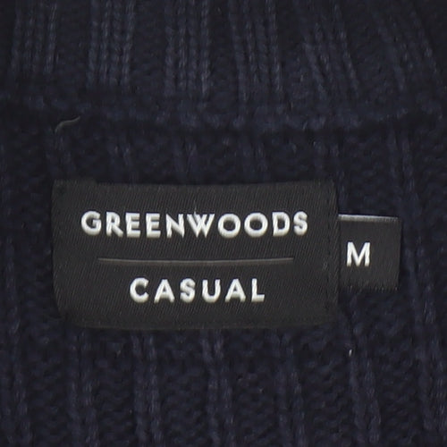 Greenwoods Men’s Blue Full Zip High Neck Knit Jumper M