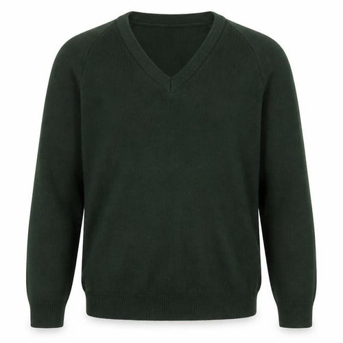 Rowlinson Boys Green V-Neck Acrylic School Jumper Size 34 in