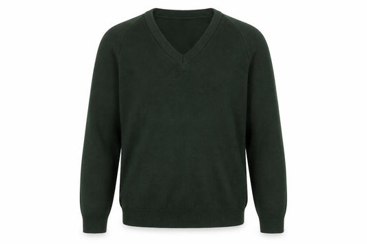 Rowlinson Boys Green V-Neck Acrylic School Jumper Size 34 in