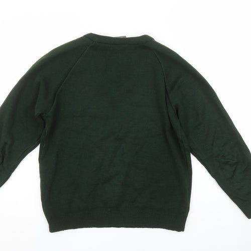 Rowlinson Boys Green V-Neck Acrylic School Jumper Size 34 in