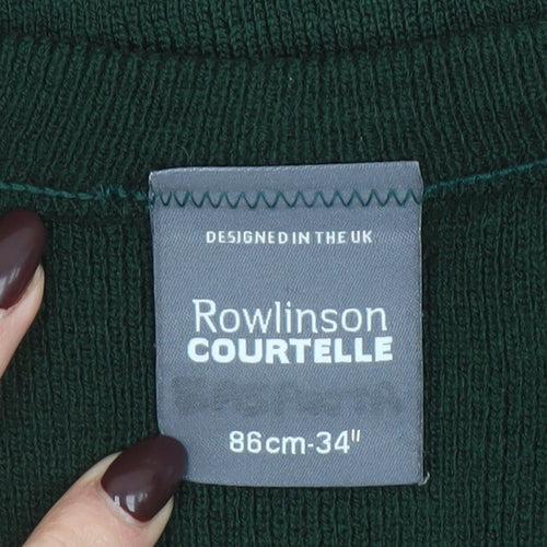 Rowlinson Boys Green V-Neck Acrylic School Jumper Size 34 in