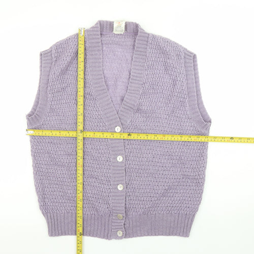 Marks and Spencer Womens Purple Sleeveless Cardigan UK 16 Knit Wool Blend