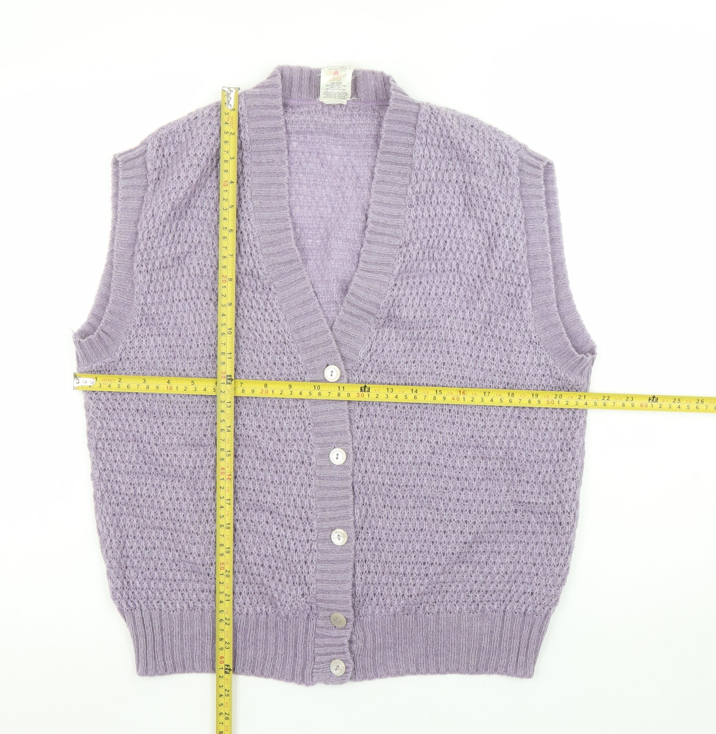 Marks and Spencer Womens Purple Sleeveless Cardigan UK 16 Knit Wool Blend