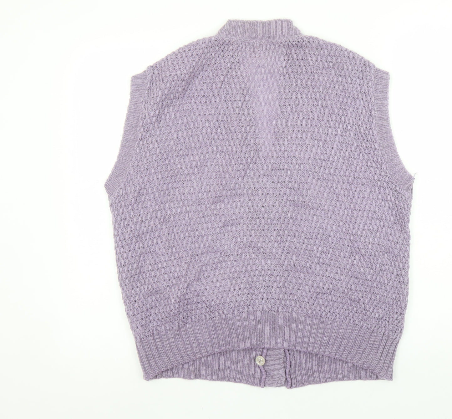 Marks and Spencer Womens Purple Sleeveless Cardigan UK 16 Knit Wool Blend