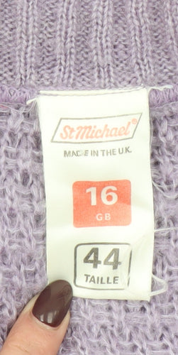 Marks and Spencer Womens Purple Sleeveless Cardigan UK 16 Knit Wool Blend