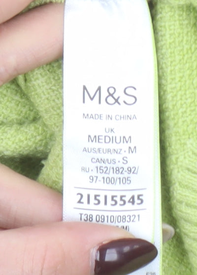 Marks and Spencer Womens Green Roll Neck Knit Jumper Size M