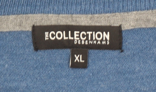 Debenhams Men Blue Wool V-Neck Jumper XL Classic Knitwear