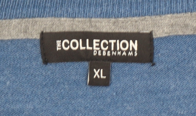 Debenhams Men Blue Wool V-Neck Jumper XL Classic Knitwear