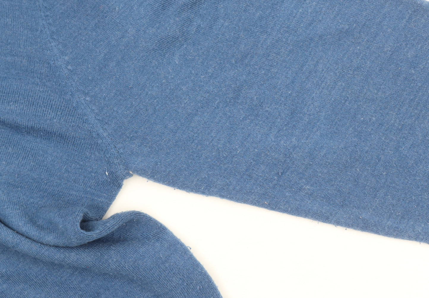 Debenhams Men Blue Wool V-Neck Jumper XL Classic Knitwear