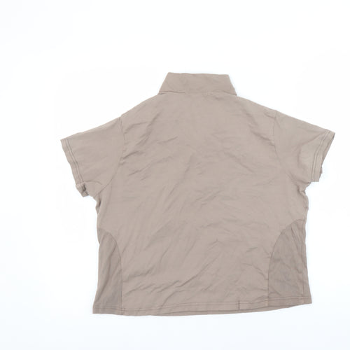 PrettyLittleThing Women's Beige XL High Neck Short Sleeve Zip Polo Top