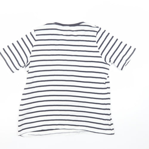 Marks and Spencer Women Navy Mix Stripe T-Shirt UK 16 Cotton Regular