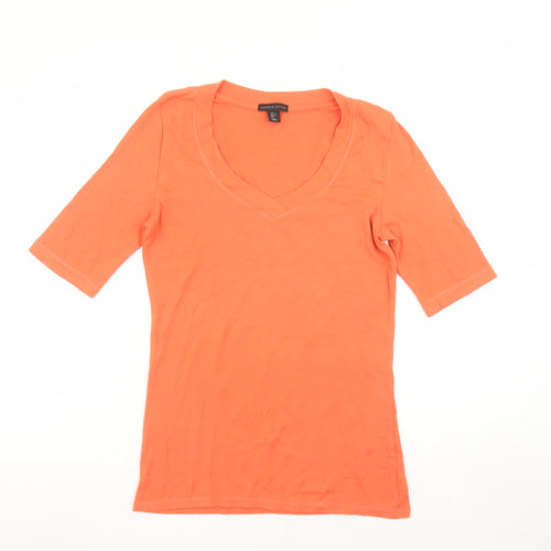 Carole Little Womens Orange V-Neck Short Sleeve Jersey T-Shirt Size L