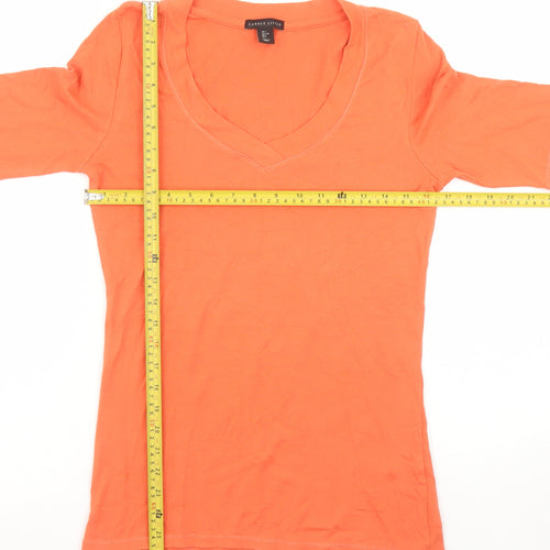Carole Little Womens Orange V-Neck Short Sleeve Jersey T-Shirt Size L