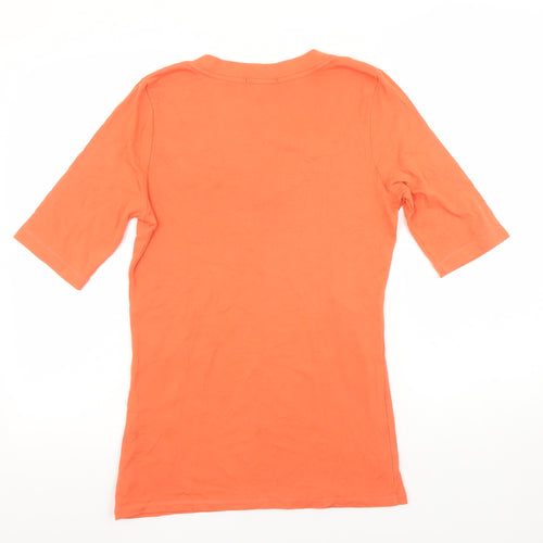 Carole Little Womens Orange V-Neck Short Sleeve Jersey T-Shirt Size L
