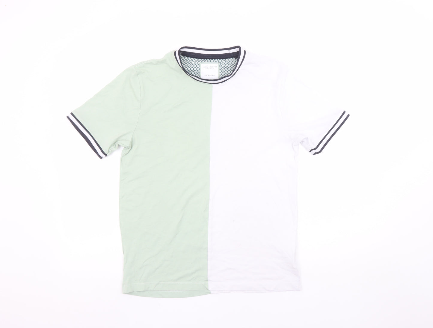 Denim & Flower Boys Green & White Colourblock Short Sleeve T-Shirt 13/14 Years