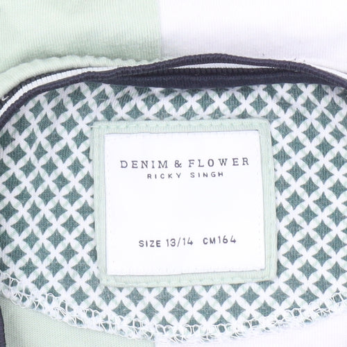 Denim & Flower Boys Green & White Colourblock Short Sleeve T-Shirt 13/14 Years