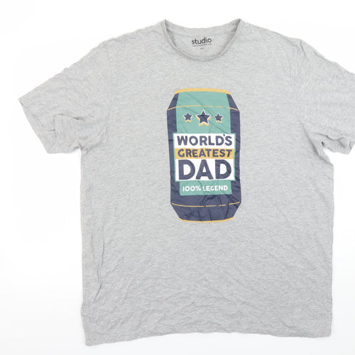 Studio Loungewear Men's Grey XXL World's Greatest Dad T-Shirt