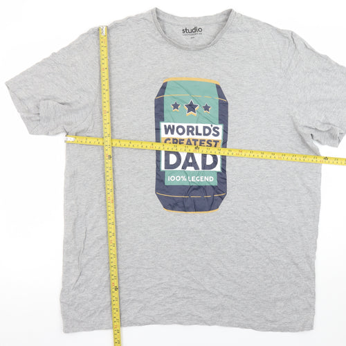 Studio Loungewear Men's Grey XXL World's Greatest Dad T-Shirt