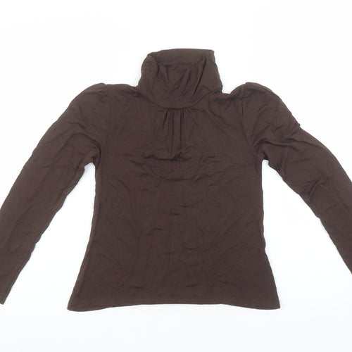 Tammy Girls Brown Roll Neck Long Sleeve Viscose Top Size 11 Years
