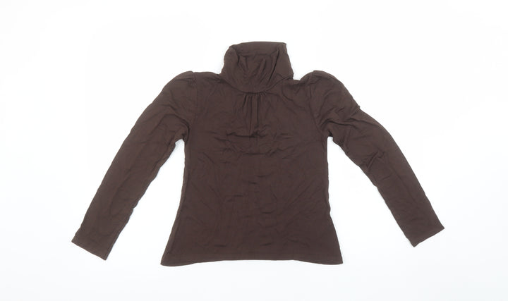 Tammy Girls Brown Roll Neck Long Sleeve Viscose Top Size 11 Years