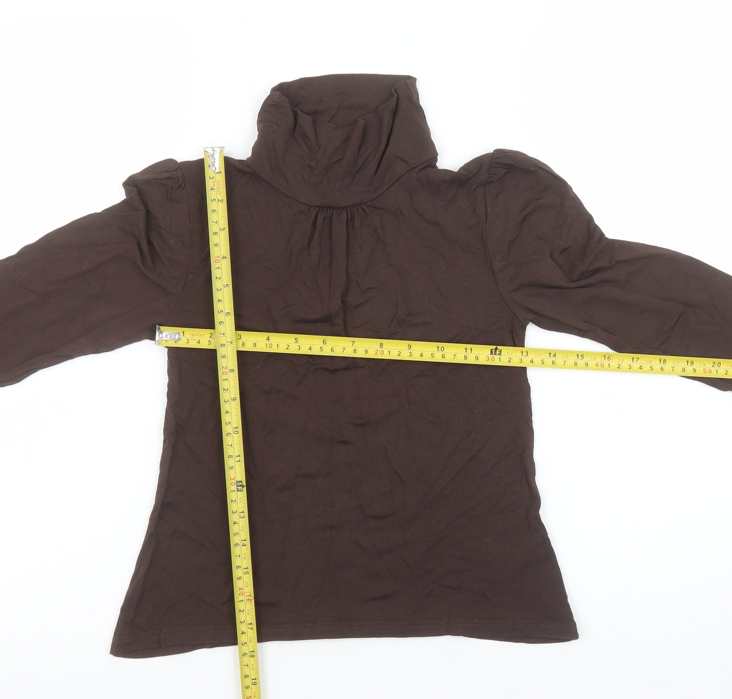 Tammy Girls Brown Roll Neck Long Sleeve Viscose Top Size 11 Years