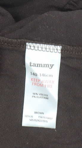 Tammy Girls Brown Roll Neck Long Sleeve Viscose Top Size 11 Years