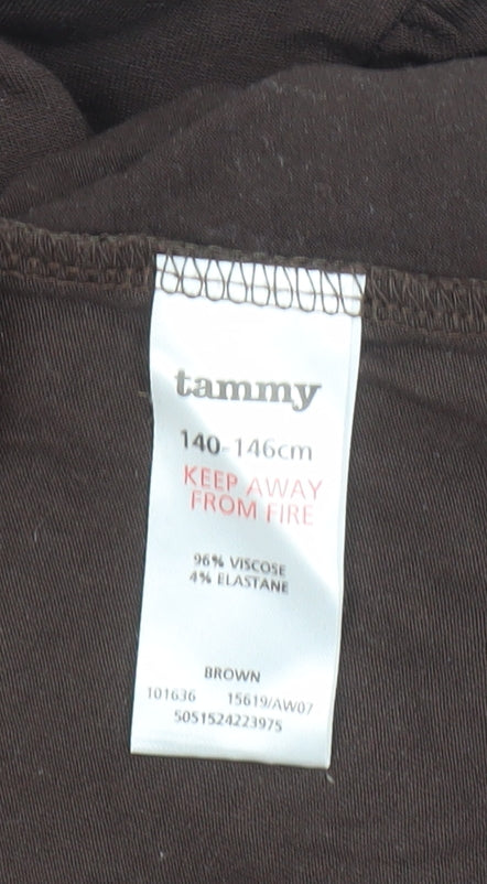 Tammy Girls Brown Roll Neck Long Sleeve Viscose Top Size 11 Years