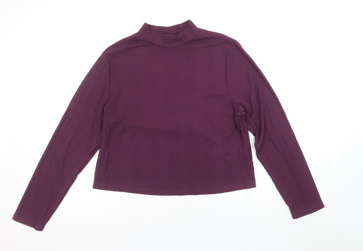 Max Womens Purple Mock Neck Long Sleeve Stretch Top XL