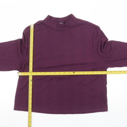 Max Womens Purple Mock Neck Long Sleeve Stretch Top XL