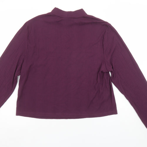Max Womens Purple Mock Neck Long Sleeve Stretch Top XL