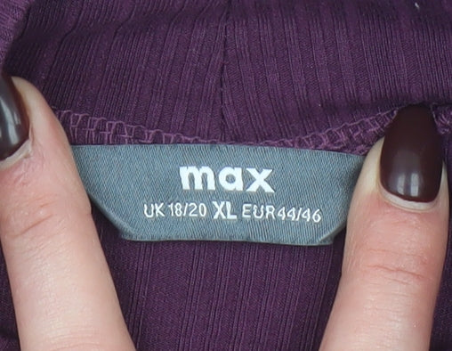 Max Womens Purple Mock Neck Long Sleeve Stretch Top XL