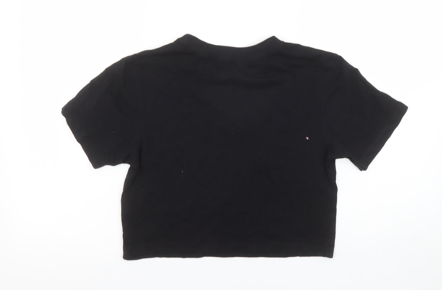 Jack Wills Women's Black Cropped T-Shirt UK 8 Cotton Raglan Style