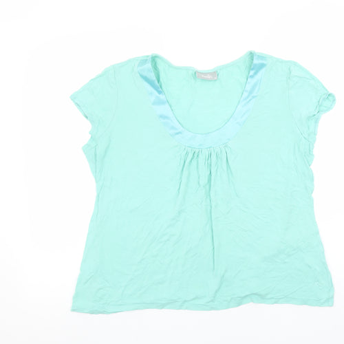 Wallis Women Green Size 16 Scoop Neck Short Sleeve Cotton Top